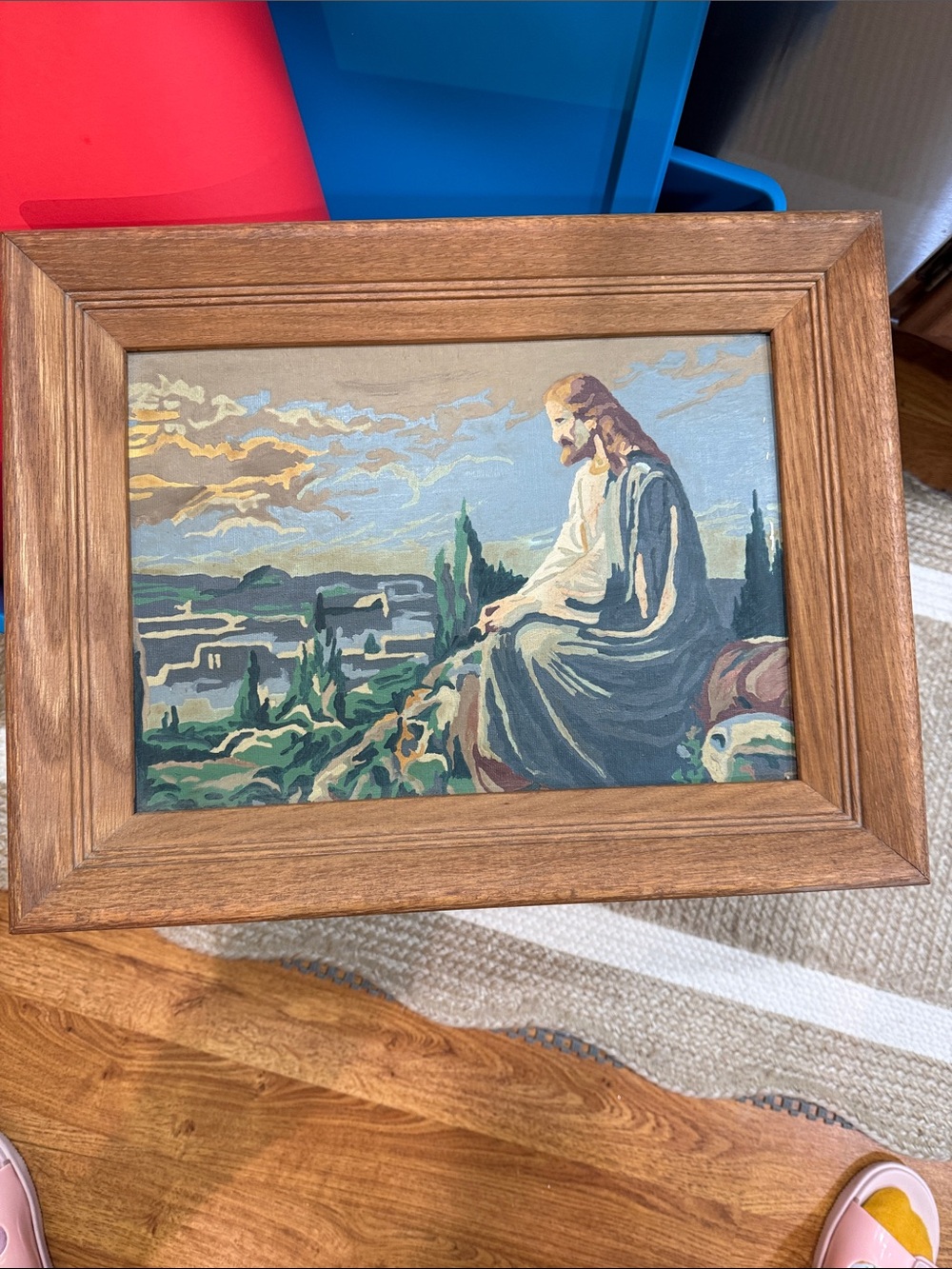 Framed Religious Landscape Wall Art in Earth Tones
